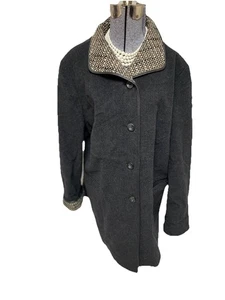 MARCONA Overcoat Size 20 Virgin Wool Cashmere Coat Pockets Contrasting Trim VINT - Picture 1 of 24