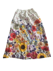 H&M Linen Blend Pull On Long Midi FLoral Skirt Unlined Lightweight Small - Picture 1 of 4