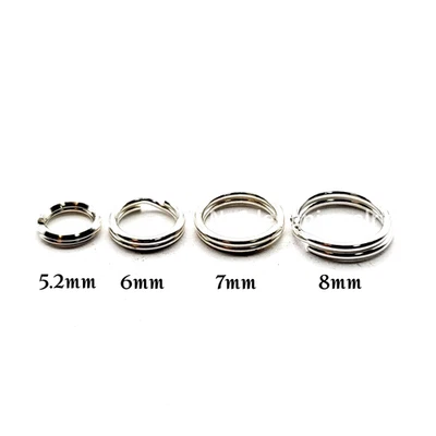Anillos divididos de plata de ley .925–5,2 mm/6 mm/7 mm/8 mm fuertes conectores redondos Foto 1 de 4