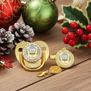 Baby Pacifier & Clip Set – Christmas Snow Globe Design– Holiday Gift - Picture 1 of 13