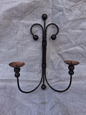 Vintage Gothic Wall Sconce Candleholder - Halloween Medieval Dungeon Rustic (#2) - Image 1 of 4
