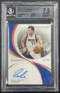 LUKA DONCIC BGS 7.5 2018-19 PANINI IMMACULATE COLL MOMENTS RC AUTO ROOKIE 12/99 - Bild 1 von 2