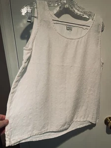Top de lino blanco sin mangas Eilleen Fisher, talla L grande - Imagen 1 de 6