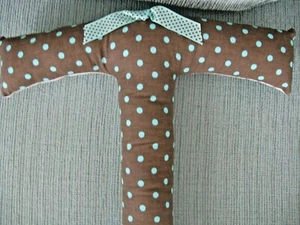 New Handmade Letter T Initial Brown & Aqua Dot Toss Pillow Hangable Wall Art - Picture 1 of 5