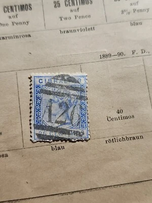 GIBRALTAR 1889-90 REINA VICTORIA 25c AZUL USADO - #6822 Foto 1 de 4