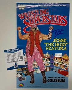 JESSE THE BODY VENTURA SIGNED WWF LJN POSTER BECKETT COA BB20665 WWE - Picture 1 of 2