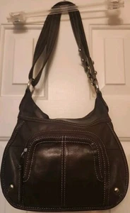 Vintage Clarks Chocolate Brown Leather Hobo Shoulder Bag Purse - Picture 1 of 9