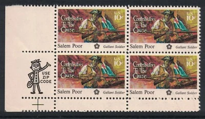Scott 1560- Gutter Snipe Error, Zip Block- MNH- 10c Salem Poor- 1975- EFO mint - Image 1 of 2