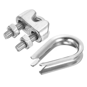 5/32" Wire Rope Kit, 20 Pack M4 Stainless Steel Thimbles & Clamps for Wire Rope - Imagen 1 de 7
