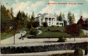 Hermosa postal de Residence Spokane, Washington WA c1912 - Imagen 1 de 2