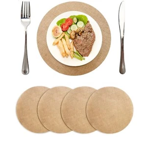4 Pieces Burlap Placemats 11.8" Round Fall Reusable Table Mats for Wedding Br... - Picture 1 of 6