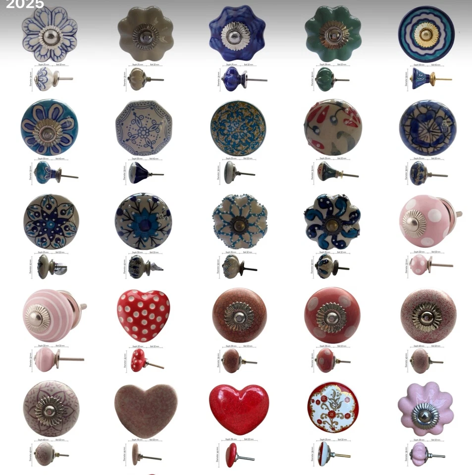 Ceramic Door Knobs Vintage Shabby Chic Handles Cupboard Drawer Pull Cabinets - Image 1 of 1