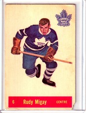 1957-58 Parkhurst #T6 Rudy Migay - Toronto Maple Leafs (A) BV $20