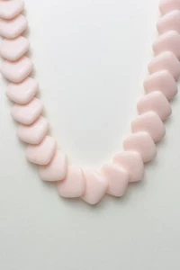 Vintage Overlapping Square Beaded Light Pink Choker Style Necklace 8.5" - Picture 1 of 5