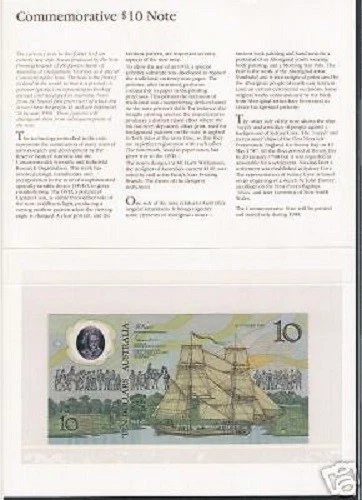 AUSTRALIA 10 DOLLARS P-49 AA 1988 WORLD 1st POLYMER Commemorative NOTE + FOLDER - Image 1 of 1