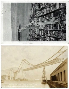 Dos vistas al puente de la bahía, San Francisco, CA, foto real de la construcción, años 1930-12 - Imagen 1 de 2