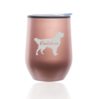 Vaso de vino sin tallo taza de viaje de café taza de vidrio Golden Retriever 'Golden' Foto 1 de 4