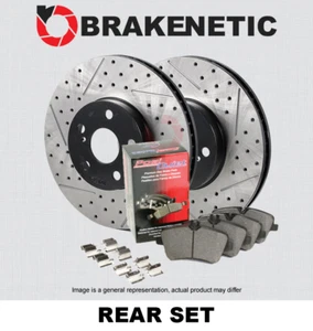 REAR BRAKENETIC Premium Drill Slot Brake Rotors + Ceramic Pads BPK85948 - Picture 1 of 2