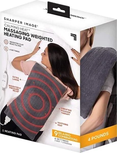 Weighted Heating Pad Sharper Image 9 Massaging Calming Heat +Vibration 4lb 12x24 - Picture 1 of 6