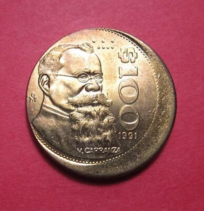 1991 Mexico 100 Pesos Mint Error - Off Center BU - Picture 1 of 2