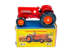 Matchbox Lesney King Size K-4 Orange Wheel McCormick International Tractor w/Box - Picture 1 of 10