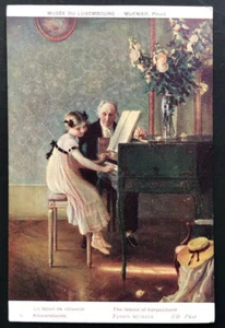 Harpsichord Painting Musee du Luxembourg Muenier Girl Teacher Neurdein Postcard - Picture 1 of 2