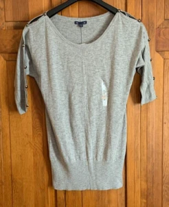 Woman's NEW GAP 3/4-Sleeve Gray Cotton Pullover Blouse - XS - Picture 1 of 5
