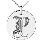 Stainless Steel Initial Royal Monogram Small Medallion Circle Pendant Necklace