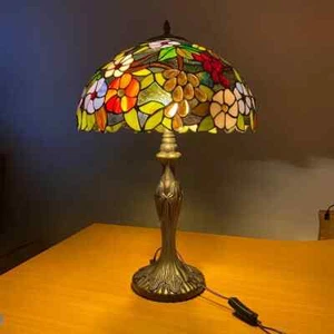 16 Inch Tiffany Style Table Lamp Handcrafted Stained Glass Bedside Light Desk UK - Picture 1 of 21