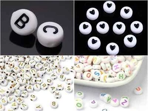 Alphabet Letter Beads 7mm Flat Round Single & Mixed Letters A - Z,Jewelry Bead - Picture 1 of 33
