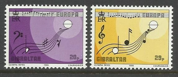 Gibraltar 1987 2v. MNH Europa CEPT '85 • Musical Signs • Partiture • Music - Image 1 of 1