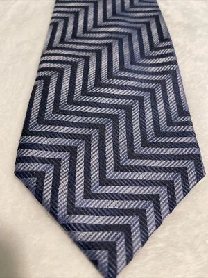 Alfani %100 Silk Necktie 4" X 60" Blue Striped Hand Made Designer Men's Tie - Image 1 of 4