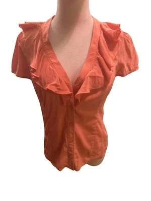 Blusa Bebe Vintage Rosa Volantes Abotonada Manga Corta Mujer’s Talla Pequeña Foto 1 de 4