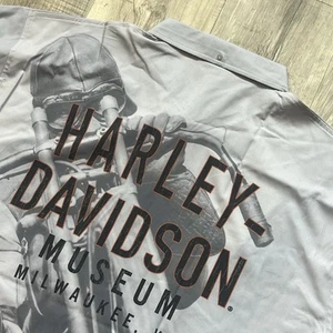 NWT Harley Davidson Performance Short Sleeve Button Up Shirt Gray 3XL Back Print - Picture 1 of 12