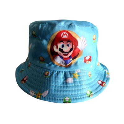 Super Mario Bros Hat Beach Bucket Cap Mario World Gaming Kids Size AUS - image 1 of 4