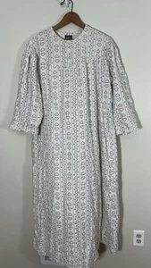 Woolrich Large Vintage White Flannel Cotton Nightgown Pajama Dress Heart Prairie - Picture 1 of 5