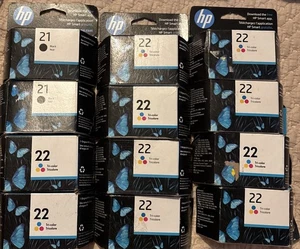 12 - HP 21 Black & 22 Color Ink Cartridges - Picture 1 of 5