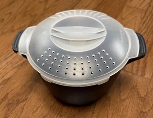 Pampered Chef Micro-Cooker 2 Qt Rice Steamer Locking Lid USA Black w/ Sheer Lid - Picture 1 of 7