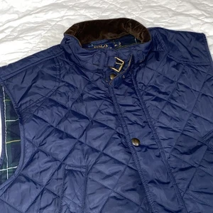 POLO Ralph Lauren Polo Club Quilted  Navy Blue Vest Corduroy Collar Men’s XL - Picture 1 of 9