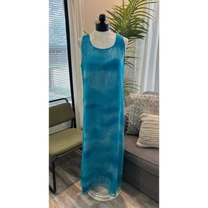 Vintage Robbie Bee 100% Silk Snake Print Sz 12 Maxi Dress Blue 90's Mob Wife - Picture 1 of 4