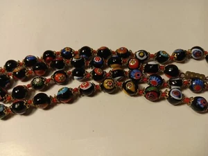 Vintage 24 Zoll Murano venezianisches italienisches Glas mehrfarbig Millefiori Perlenkette - Bild 1 von 5