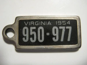 1954 Virginia DAV Tag Keychain License Plate 950-977 - Picture 1 of 2