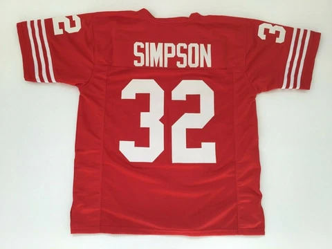 UNSIGNED CUSTOM Sewn Stitched O.J. Simpson Red Jersey - M, L, XL, 2XL Cover