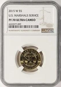 2015-W EE. UU. Servicio de Alguaciles $5 Oro Conmemorativo NGC PF70UCAM - Imagen 1 de 4