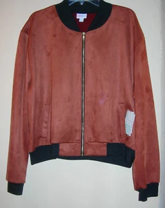 Lularoe Stevie Bomber Jacket 2XL New with Tags Rust Suede feel pockets - Picture 1 of 1