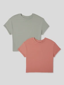 Wonder Nation Girls Short Sleeve Kid Tough Boxy T-Shirts, 2-Pack, XXL (18) - Picture 1 of 3