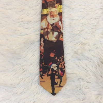 Ralph Marlin Santa Elves Christmas Stripe Scarf Hat Mens Necktie neck tie - Image 1 of 4