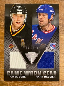 2013-14 Panini Titanium Pavel Bure Mark Messier GAME-WORN GEAR #GD-BM  078/100 *