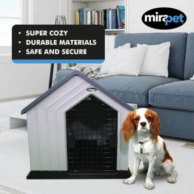 MiraPet Durable Impermeable Plástico Casa para Perros, Interior Exterior + Almohadilla Pequeña GRATIS Foto 1 de 4