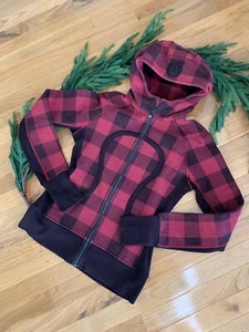 Lululemon Size 6 Red Buffalo Plaid Scuba Hoodie Camp Check Lumberjack RARE! - Picture 1 of 10